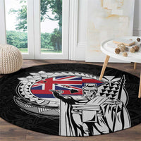 Hawaii King Kamehameha Round Carpet Flag Polynesian Pattern