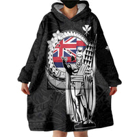 Personalized Hawaii King Kamehameha Wearable Blanket Hoodie Flag Polynesian Pattern