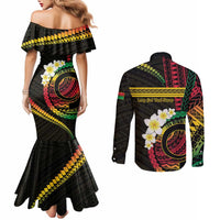 Vanuatu Independence Day Couples Matching Mermaid Dress and Long Sleeve Button Shirt Yumi 45th Hapi Indipendens Dei LT01