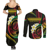 Vanuatu Independence Day Couples Matching Summer Maxi Dress and Long Sleeve Button Shirt Yumi 46th Hapi Indipendens Dei LT01 - Polynesian Pride