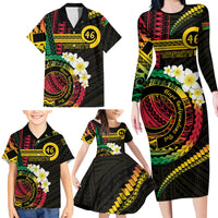 Vanuatu Independence Day Family Matching Long Sleeve Bodycon Dress and Hawaiian Shirt Yumi 46th Hapi Indipendens Dei LT01 - Polynesian Pride