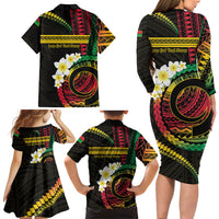 Vanuatu Independence Day Family Matching Long Sleeve Bodycon Dress and Hawaiian Shirt Yumi 46th Hapi Indipendens Dei LT01 - Polynesian Pride