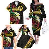 Vanuatu Independence Day Family Matching Off The Shoulder Long Sleeve Dress and Hawaiian Shirt Yumi 46th Hapi Indipendens Dei LT01 - Polynesian Pride