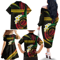 Vanuatu Independence Day Family Matching Off The Shoulder Long Sleeve Dress and Hawaiian Shirt Yumi 46th Hapi Indipendens Dei LT01 - Polynesian Pride