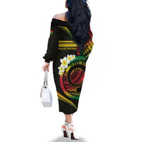 Vanuatu Independence Day Family Matching Off The Shoulder Long Sleeve Dress and Hawaiian Shirt Yumi 46th Hapi Indipendens Dei LT01 - Polynesian Pride