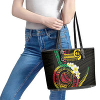 Vanuatu Independence Day Leather Tote Bag Yumi 46th Hapi Indipendens Dei LT01 - Polynesian Pride