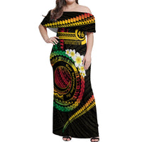 Vanuatu Independence Day Off Shoulder Maxi Dress Yumi 46th Hapi Indipendens Dei LT01 Women Black - Polynesian Pride