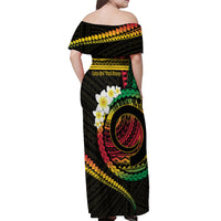Vanuatu Independence Day Off Shoulder Maxi Dress Yumi 46th Hapi Indipendens Dei LT01 - Polynesian Pride