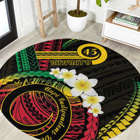 Vanuatu Independence Day Round Carpet Yumi 46th Hapi Indipendens Dei LT01 Black - Polynesian Pride