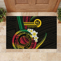 Vanuatu Independence Day Rubber Doormat Yumi 46th Hapi Indipendens Dei LT01 Black - Polynesian Pride