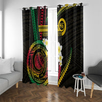Vanuatu Independence Day Window Curtain Yumi 46th Hapi Indipendens Dei LT01 With Grommets Black - Polynesian Pride