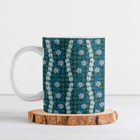 Pikake Maile Tiare Lei Ceramic Mug Polu Lauhala Pattern