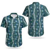 Pikake Maile Tiare Lei Couples Matching Puletasi and Hawaiian Shirt Polu Lauhala Pattern LT01 - Polynesian Pride