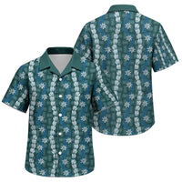 Pikake Maile Tiare Lei Family Matching Short Sleeve Bodycon Dress and Hawaiian Shirt Polu Lauhala Pattern LT01 Son's Shirt Blue - Polynesian Pride