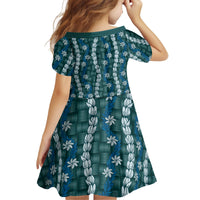 Pikake Maile Tiare Lei Kid Short Sleeve Dress Polu Lauhala Pattern