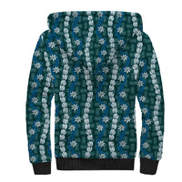 Pikake Maile Tiare Lei Sherpa Hoodie Polu Lauhala Pattern