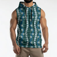 Pikake Maile Tiare Lei Sleeveless Hoodie Polu Lauhala Pattern LT01 - Polynesian Pride
