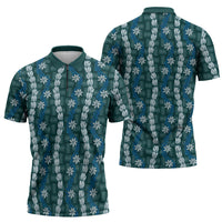 Pikake Maile Tiare Lei Zipper Polo Shirt Polu Lauhala Pattern