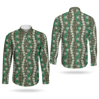 Pikake Maile Tiare Lei Couples Matching Tank Maxi Dress and Long Sleeve Button Shirt Omaomao Lauhala Pattern LT01 - Polynesian Pride