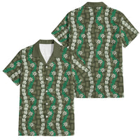 Pikake Maile Tiare Lei Family Matching Long Sleeve Bodycon Dress and Hawaiian Shirt Omaomao Lauhala Pattern LT01 Dad's Shirt - Short Sleeve Green - Polynesian Pride