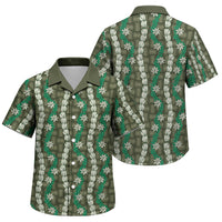 Pikake Maile Tiare Lei Family Matching Off The Shoulder Long Sleeve Dress and Hawaiian Shirt Omaomao Lauhala Pattern LT01 Son's Shirt Green - Polynesian Pride