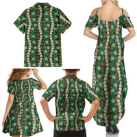 Pikake Maile Tiare Lei Family Matching Summer Maxi Dress and Hawaiian Shirt Omaomao Lauhala Pattern LT01 Mom's Dress Green - Polynesian Pride