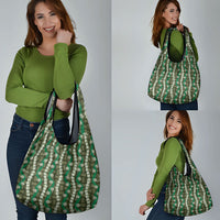 Pikake Maile Tiare Lei Grocery Bag Omaomao Lauhala Pattern