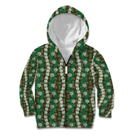 Pikake Maile Tiare Lei Kid Hoodie Omaomao Lauhala Pattern LT01 Zip Hoodie Green - Polynesian Pride