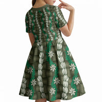 Pikake Maile Tiare Lei Kid Short Sleeve Dress Omaomao Lauhala Pattern LT01 - Polynesian Pride