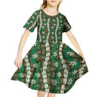 Pikake Maile Tiare Lei Kid Short Sleeve Dress Omaomao Lauhala Pattern LT01 - Polynesian Pride