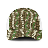 Pikake Maile Tiare Lei Baseball Net Cap Natural Lauhala Pattern