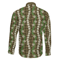 Pikake Maile Tiare Lei Family Matching Off Shoulder Short Dress and Hawaiian Shirt Natural Lauhala Pattern LT01 Son's Shirt Brown - Polynesian Pride