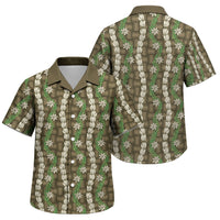 Pikake Maile Tiare Lei Family Matching Short Sleeve Bodycon Dress and Hawaiian Shirt Natural Lauhala Pattern LT01 Son's Shirt Brown - Polynesian Pride