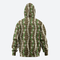 Pikake Maile Tiare Lei Hoodie Natural Lauhala Pattern