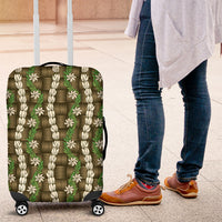 Pikake Maile Tiare Lei Luggage Cover Natural Lauhala Pattern