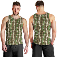 Pikake Maile Tiare Lei Men Tank Top Natural Lauhala Pattern