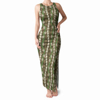 Pikake Maile Tiare Lei Tank Maxi Dress Natural Lauhala Pattern LT01 Women Brown - Polynesian Pride
