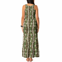 Pikake Maile Tiare Lei Tank Maxi Dress Natural Lauhala Pattern LT01 - Polynesian Pride