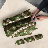 Pikake Maile Tiare Lei Umbrella Natural Lauhala Pattern