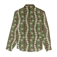 Pikake Maile Tiare Lei Women Casual Shirt Natural Lauhala Pattern