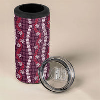 Pikake Maile Tiare Lei 4 in 1 Can Cooler Tumbler Akala Lauhala Pattern