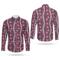 Pikake Maile Tiare Lei Couples Matching Tank Maxi Dress and Long Sleeve Button Shirt Akala Lauhala Pattern LT01 - Polynesian Pride