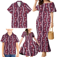 Pikake Maile Tiare Lei Family Matching Mermaid Dress and Hawaiian Shirt Akala Lauhala Pattern