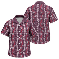 Pikake Maile Tiare Lei Family Matching Off The Shoulder Long Sleeve Dress and Hawaiian Shirt Akala Lauhala Pattern LT01 Son's Shirt Pink - Polynesian Pride