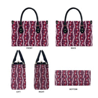 Pikake Maile Tiare Lei Leather Bag Akala Lauhala Pattern