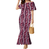 Pikake Maile Tiare Lei Mermaid Dress Akala Lauhala Pattern LT01 Women Pink - Polynesian Pride