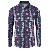 Pikake Maile Tiare Lei Button Sweatshirt Poni Lauhala Pattern