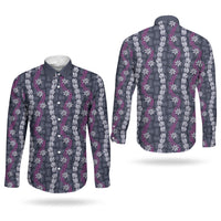 Pikake Maile Tiare Lei Couples Matching Tank Maxi Dress and Long Sleeve Button Shirt Poni Lauhala Pattern LT01 - Polynesian Pride