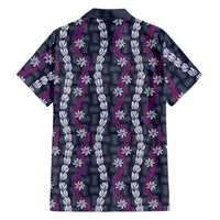 Pikake Maile Tiare Lei Family Matching Off The Shoulder Long Sleeve Dress and Hawaiian Shirt Poni Lauhala Pattern LT01 Dad's Shirt - Long Sleeve Purple - Polynesian Pride