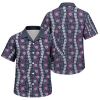 Pikake Maile Tiare Lei Family Matching Short Sleeve Bodycon Dress and Hawaiian Shirt Poni Lauhala Pattern LT01 Son's Shirt Purple - Polynesian Pride